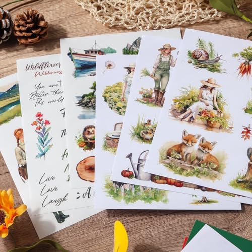 Snycler Sticker Book for Journal 20 Sheets Vintage PET Washi Stickers-8 - Image 4