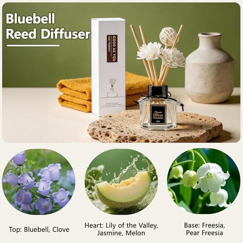 Bluebell Reed Diffuser 1.7 fl oz, Fresh Woodland Floral Home Fragrance, Natural Non-Toxic Essential Oil with 6 Scent Sticks, Long-Lasting Air Freshener for Bedroom & Living Room - Image 6