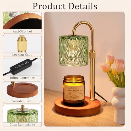 Candle Warmer Lamp with Timer, Birthday Gifts for Women, Room Decor, Green - Image 5