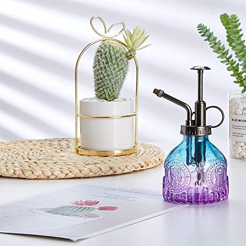 Glass Plant Mister Spray Bottle, Vintage Plant Spritzer, Succulent Watering Bottle with Top Pump, Small Plant Sprayer Mister Watering Can for Indoor Outdoor Houseplant - Blue Purple Gradient - Image 5