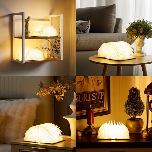Uniwolk Book Lovers Gifts BookLamp - 5 Color Lights, 1200mah Battery, Foldable Paper Lamp as Book Decor & Accessories, Hot Foil Cover Design, Unique Gifts for Women or Friends & Christmas - Image 3