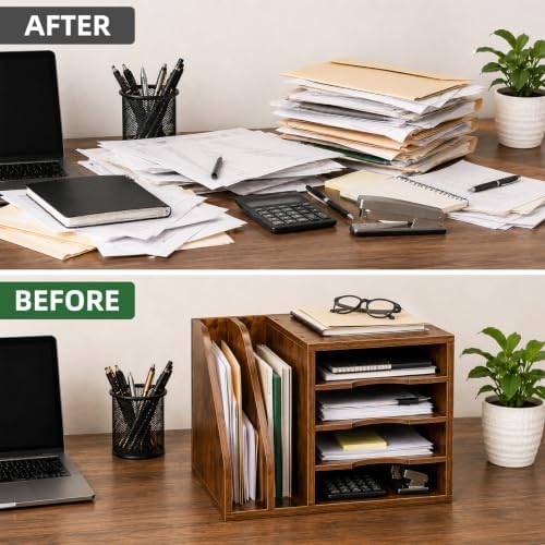 4-Tier Wood Desk Organizer with 2 Side Slots - Image 6