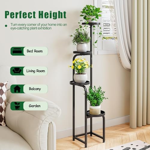INGIORDAR Plant Stand Indoor Outdoor Corner Tall Plant Shelf 4 Tier Metal - Image 2