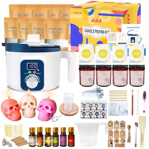Complete Candle Making Kit for Adults with Digital Wax Melting Pot by HandNaturWaxMeltingPotKit