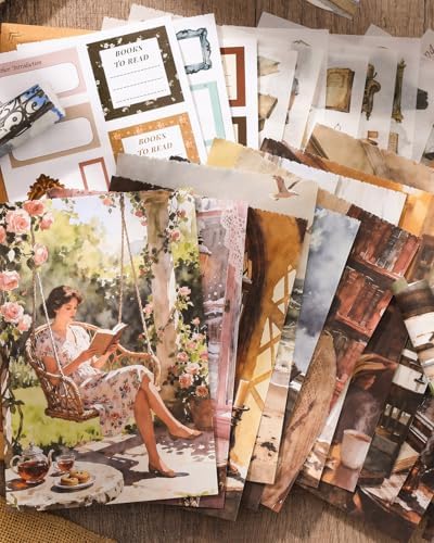 Aesthetic Scrapbooking Stickers Supplies for Junk Journal, 30 Sheets 500+ Vintage Washi Stickers for Journaling and 20 A5 Scrapbook Papers, Pre-Cut Ephemera Sticker Book for Adults DIY Crafts - Image 2