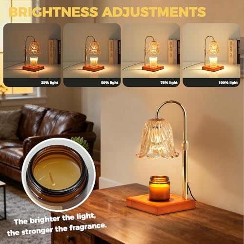 GODONLIF Flower Candle Warmer Lamp with Timer, Gold Electric Candle Lamp - Image 3