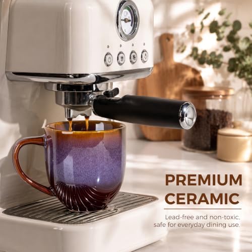 theterra Ceramic Coffee Mugs Set of 6, 12 oz Coffee Cups with Handle - Image 5