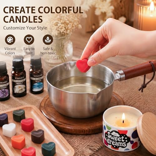 Blingfun Soy Wax Candle Making Kit, All-in-One Candle Making Kit for Beginners with Candle Making Pot, Wicks, Dyes & 12 Candle Tins, Practical DIY Candle Kit for Adults Gift Set (2LB+plu) - Image 5