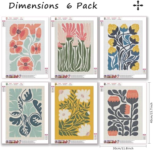 6pack Flowers Diamond Art Kits for Adult Diamond Painting Kit for Beginner - Image 5
