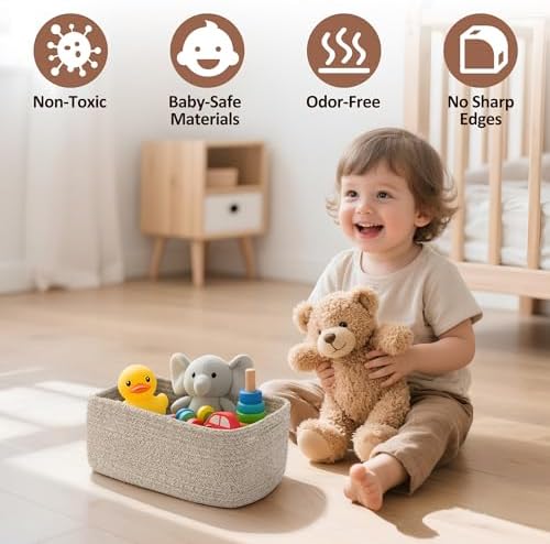 5-Pack Small Woven Rope Storage Baskets, 2 Sizes Organizer Bins - Image 4