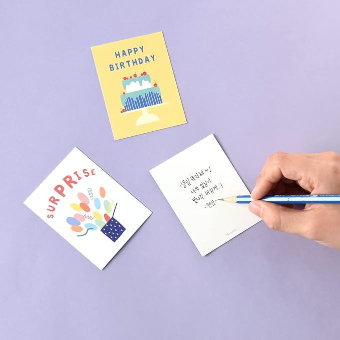 Monolike Day-by-day Card, Pop pop birthday Ver.2 - Mix 36 Mini Single cards, 36 envelopes, 36 stickers Package
