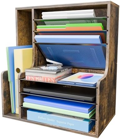 Simple Trending 7- Tier Desk File Organizer, Paper Organizer, Rustic Brown by SimpleTrending