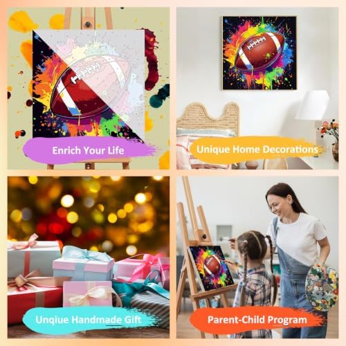 Mandun Football Paint by Numbers Kit for Kids, 8x8 inch - Image 6