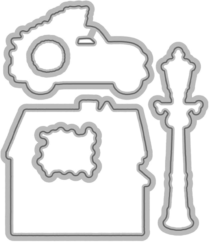 Snow House Christmas Tree Stamps and Cutting Dies for Card Making DIY Transparent Silicone Clear Stamp and Metal Die Cuts Sets for Scrapbooking Paper Greeting Cards Decor Seals Craft Supplies
