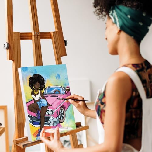 Nuberlic Canvas Painting Kit Pre Drawn Canvas for Painting Cool Lady Afro Girl with Car Painting Kit DIY Adult Sip and Paint Party Girl Night Favor 8x10 inches - Image 3