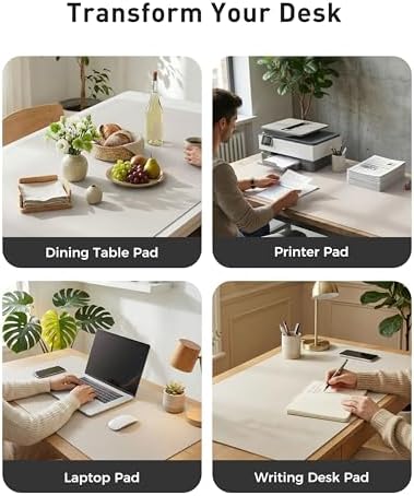 Aothia Faux Leather Desk Mat - Large Mouse Pad, Non-Slip PU Leather Blotter, Waterproof Writing Surface for Office and Home (Pale Lavender White, 63" x 24") - Image 6