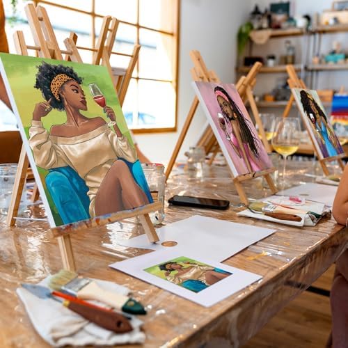 VOCHIC 4 Pack Sip and Paint Kit for Adults Pre Drawn Canvas to Paint - Image 3