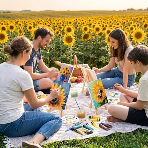 Engrowtic 12 Pcs 8 x 10'' Sunflower Flower Pre Drawn Canvas to Paint Pre Printed Sketched Canvas for Adult Ladies Paint Art Party Favor Board Set for Craft(Vivid Style) - Image 6