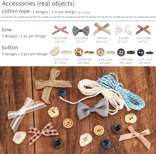 Mayplous 2 Packs Vintage Scrapbook Paper and Sticker Set – Sewing Theme Die-Cut Paperboard Retro Stickers with Cord, Bowknot & Button for Junk Journal, Scrapbooking, Handicrafts & Decoupage (Miller) - Image 4