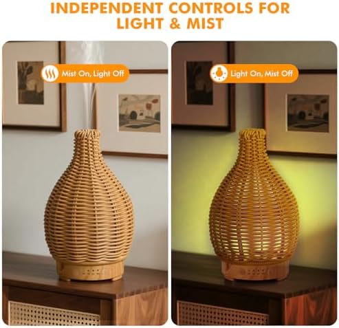 Essential Oil Diffuser Diffuser -Aromatherapy Diffuser for Essential Oils with Timer and 7 Colors LED Light Ultrasonic Diffuser with Auto Shut-Off, Home Office Decor&Gift（Handwoven） - Image 6