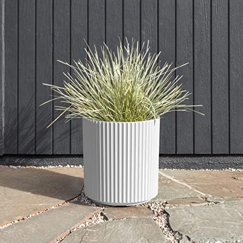 Veradek Demi Series Round Planter for Porch, Patio, Backyard | Durable Plastic-Concrete Material | Modern Décor for Tall Plants, Flowers - Image 6