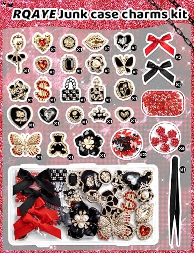 RQAYE Junk case charms,junk case Kit for Customizing Diy Cases,With Cute Bow,Flatback Pearls,Letter Beads, Aesthetic Big Decor for Personalization - Image 2