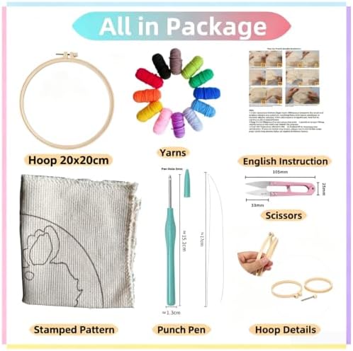 DIY Punch Needle Kits Cartoon Giraffe Sunset with Hoop 20x20cm-1 - Image 2