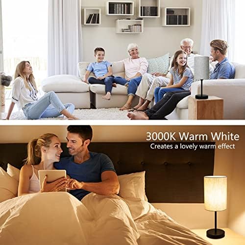 RISLG Small Table Lamp, Bedside Table Lamp for Bedroom, Lamp for Nightstand with Linen Fabric Shade, Minimalist Modern Desk Lamp for Living Room Office Dorm Kids Room - Image 6