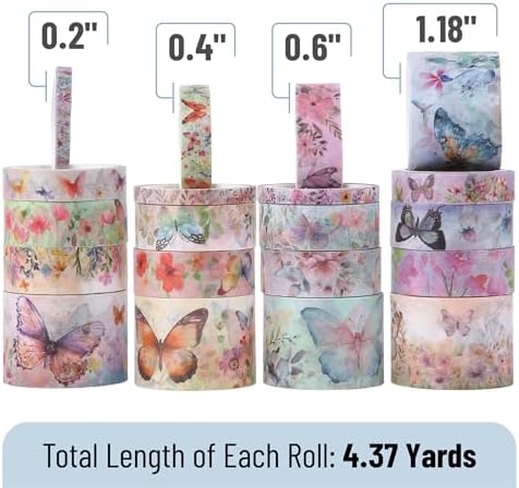 Mr. Pen- Washi Tape Set, 20 Rolls, Assorted Sizes, 4.37 Yards/Roll - Image 4