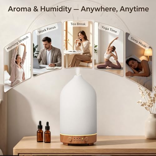 Gooamp 200ML Ceramic Essential Oil Diffuser for Home, Stone Diffuser 2 Pack - Image 6