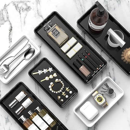 Gurygo 8" Ceramic Kitchen Soap Tray - Small Rectangular Vanity Tray for Bathroom - Countertop and Vanity Tray - Comestic Holder Bathtub Organizer - Bathroom Tray, (Black, Set/1) - Image 4