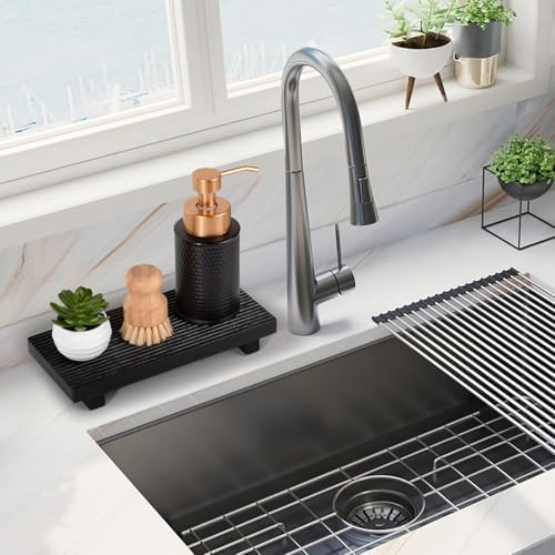 Bathroom Tray Farmhouse Decor Kitchen Soap Holder, 10" * 4.5" Black - Image 2