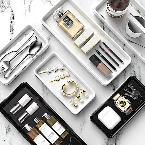 Gurygo 8" - Small Rectangular Vanity Tray for Bathroom - Ceramic Kitchen Soap Tray - Countertop and Vanity Tray - Comestic Holder Bathtub Organizer - Bathroom Tray, (White, Set/1) - Image 2