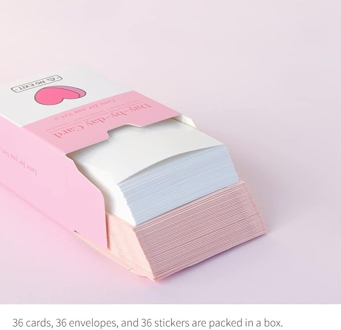 Monolike Day-by-day Card, Love for you Ver.2 - Mix 36 Mini Single cards, 36 envelopes, 36 stickers Package
