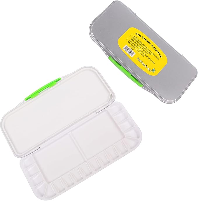 Falling in Art Airtight Watercolor Palette, Plastic Paint Palette with 18 Wells and 3 Mixing Areas, Folding Paint Tray with Lid, Suitable for Acrylic, Gouache and Watercolor