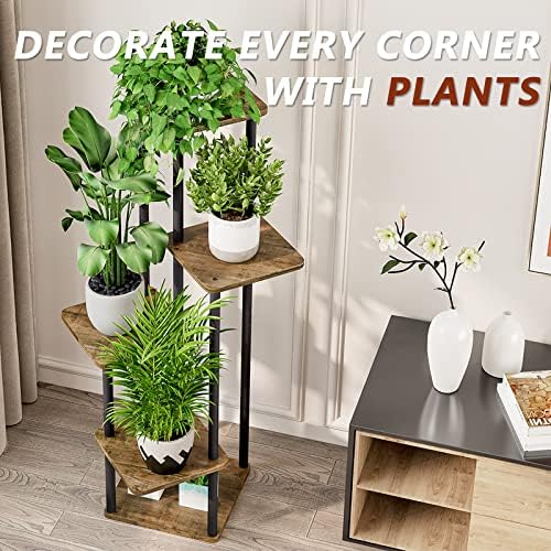 AZERPIAN 5 Tier Tall Plant Stand Indoor Corner Tiered Shelf Metal MDF Board - Image 5
