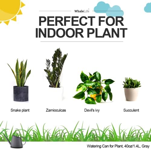 Small Indoor Plant Watering Can Long Spout 1.4L Gray - Image 6