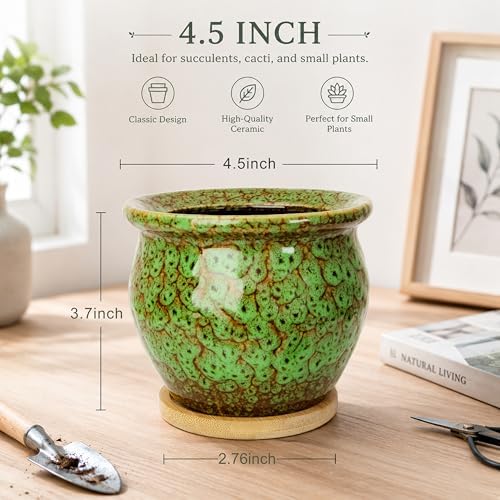 4.5 Inch Plant Pots, Small Pots for Plant Indoor, Succulent Pots with Tray - Image 2