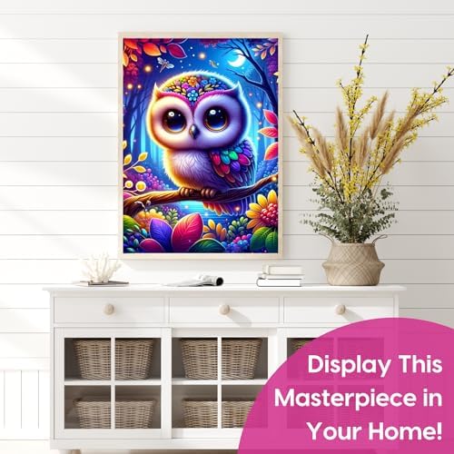 Night Owl Diamond Art Kit for Adults 5D Bird Wall Decor Round Drill 12x16 - Image 2