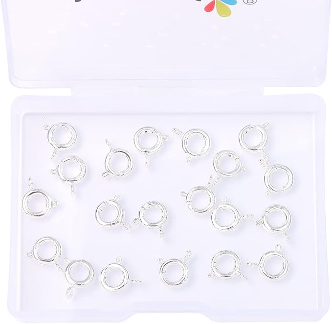 Silver Plated Spring Clasps Non Tarnish 7mm 20pcs for Jewelry Making Findings