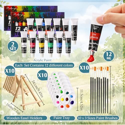 Ctosree 72 Pcs Nature Animals Paint and Sip Kit for Adults 8'' x 10'' Pre Drawn Canvas for Painting DIY Pre Printed Canvas for Party Favor Acrylic Painting Kit Wood Easel Brushes Date Night Bulk - Image 5