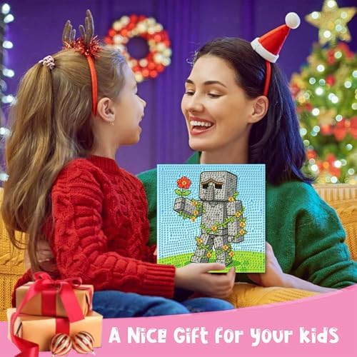 CraftyTime 6 Pack 5D Diamond Painting Kits for Kids Beginners,Cute Game-Themed DIY Diamond Art Kit for Kids,Full Round Drill Big Gem Art for Kid,Home Wall Decoration 6X6 inch - Image 6