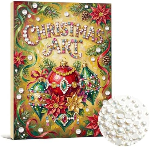 DIY Pearl Painting with Frame Christmas Creative Design, Handmade Healing Home Wall Decoration, 11.81X15.75in (Tools Included)-Decorations by Unknown