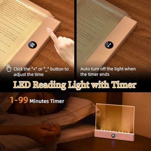 Book Light for Reading in Bed at Night Flat Reading Lights, Pink - Image 3