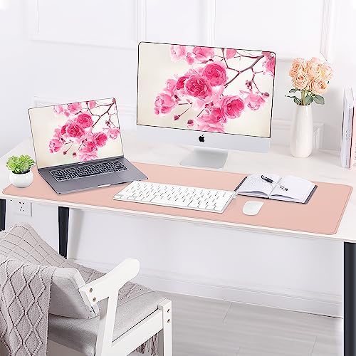 AFIING Cork Desk Mat 55" x 17", Dual-Sided Natural Cork & PU Leather Desk Pad, Non-Slip Waterproof Large Mouse Pad for Office, Home & Gaming (Pink) - Image 4