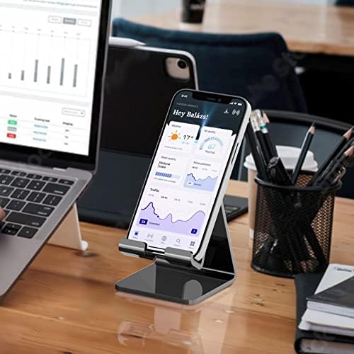 Crpich Acrylic Phone Stand, Ergonomic Design for Apple iPhone and Samsung Galaxy, Compatible with 4-8 Inch Screens, Black - Image 6