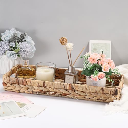 Hipiwe Wicker Toilet Tank Basket 16.9" Woven Bathroom Vanity Basket Tray - Image 2