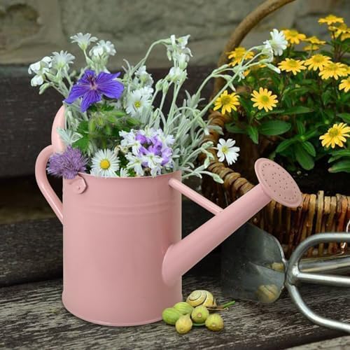 Metal Watering Can with Removable Spout, Galvanized Watering Can, Perfect for Indoor Use and for Outdoor Use (1 Gallaon, Pink) - Image 5