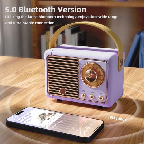 Vintage Bluetooth Speaker Gifts for Women Teen Girl Gifts Purple - Image 3
