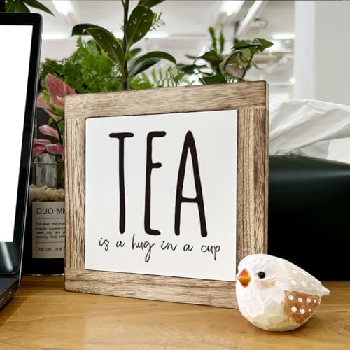 Tea is A Hug in A Cup, Wooden Box Signs for Home Decor, Rustic Wooden Table Sign, Teas Bar Decors, Teas Station Wood Decors, Farmhouse Kitchen Decor for Shelf, Tea Lover Gift - Image 6